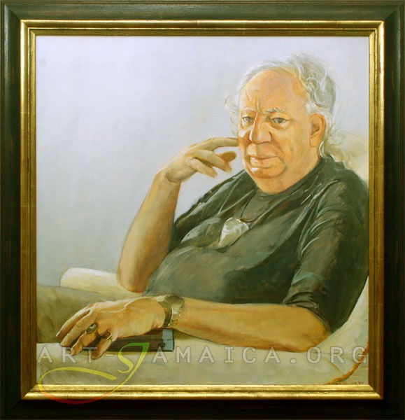 Portrait of Edward Lucie Smith painted by Judy MacMillian