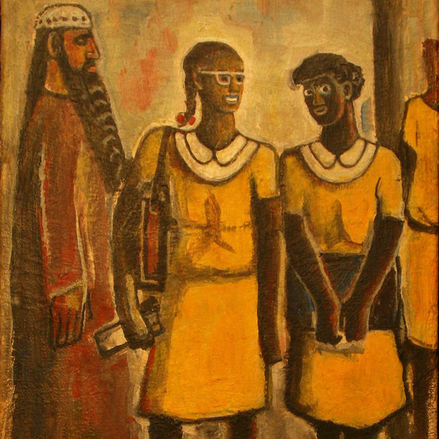 Carl Abraham Painting of school girls with prophet