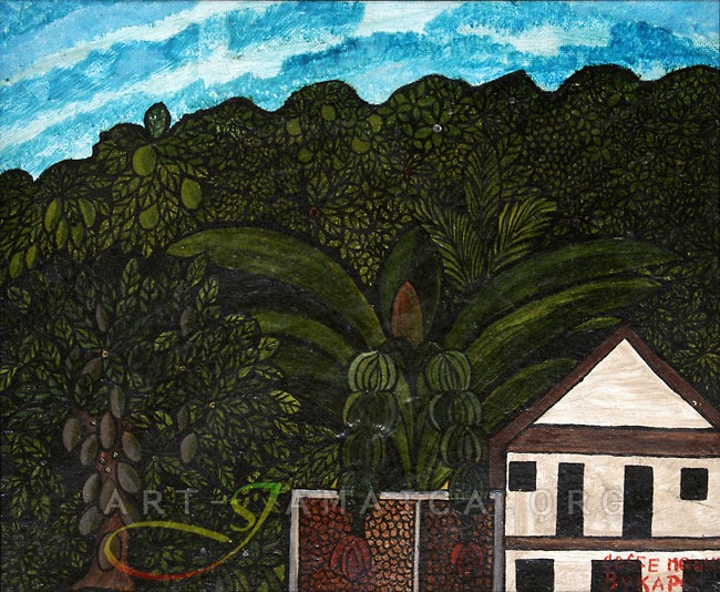 Kapo (Mallica Reynolds) 
'Coffee Mountain' 1984
Oil On Masonite Board, 16'' x 13''