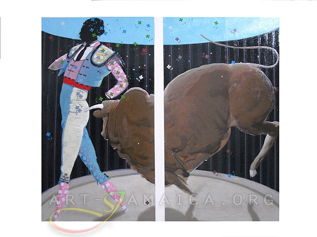 Thomas Phillip          
'The Bull Fighter', Diptych 2012    
Oil on canvas, 2' x 3' each
