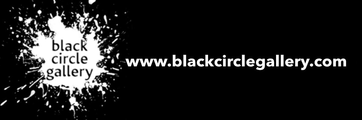 Black and white logo for art gallery Black Circle Gallery